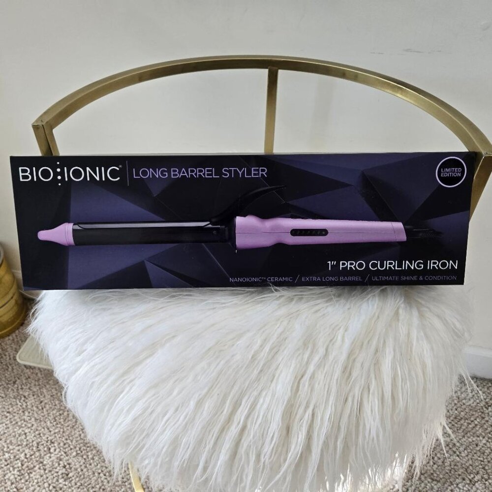 BIO IONIC Long Barrel Styler, 1" Curling Iron w/Moisture Heat Technology- NEW!